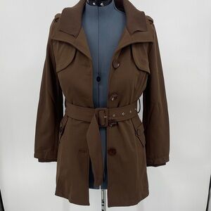 DIAA Women's SHORT TREND COAT Brown Belted  WOMENS SIZE M NWT